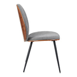 Scaun cu funcție ergonomică Nerezy, Lemn de Nuc și Țesătură, Gri, 57x48x88 cm