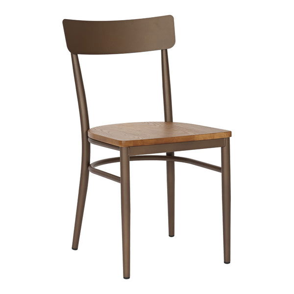 Scaun cu schelet metalic Zerca, Lemn de Cauciuc, Natural, 49x44x82 cm
