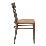 Scaun cu schelet metalic Zerca, Lemn de Cauciuc, Natural, 49x44x82 cm