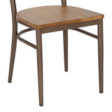 Scaun cu schelet metalic Zerca, Lemn de Cauciuc, Natural, 49x44x82 cm