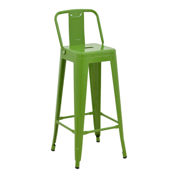 Scaun cu spatar Utopia metalic, Antracit - Verde, 42x42x97 cm