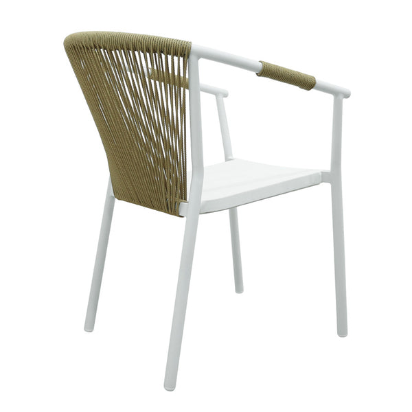 Scaun de aluminiu Convince stivuibil cu cadru alb-textilene-pe rachita Natural, Natural, 56x63x82 cm