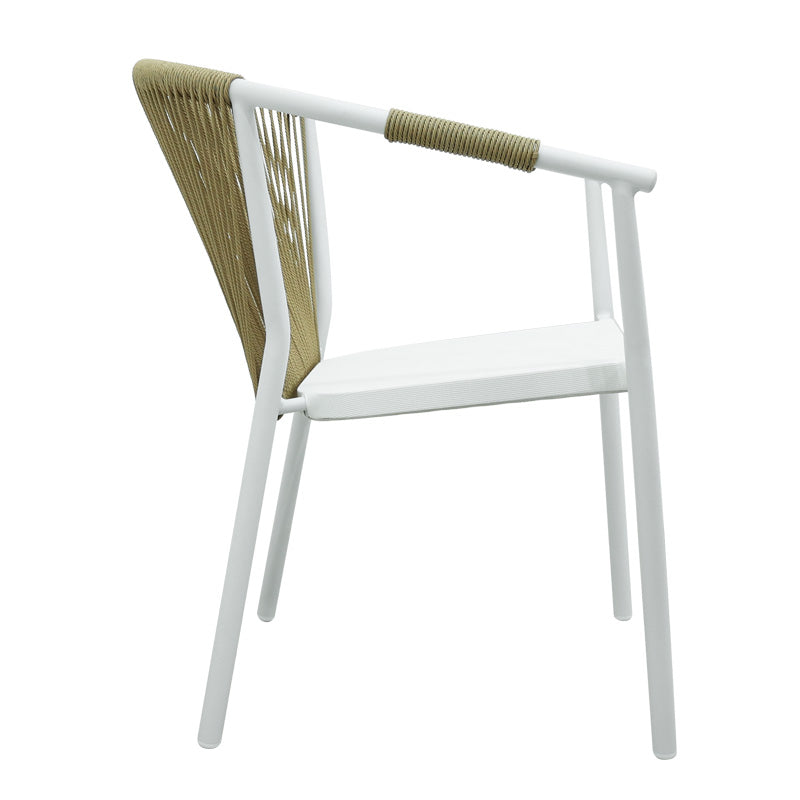 Scaun de aluminiu Convince stivuibil cu cadru alb-textilene-pe rachita Natural, Natural, 56x63x82 cm