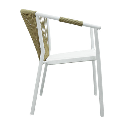Scaun de aluminiu Convince stivuibil cu cadru alb-textilene-pe rachita Natural, Natural, 56x63x82 cm, detaliu produs