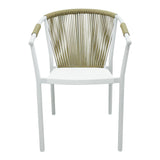Scaun de aluminiu Convince stivuibil cu cadru alb-textilene-pe rachita Natural, Natural, 56x63x82 cm