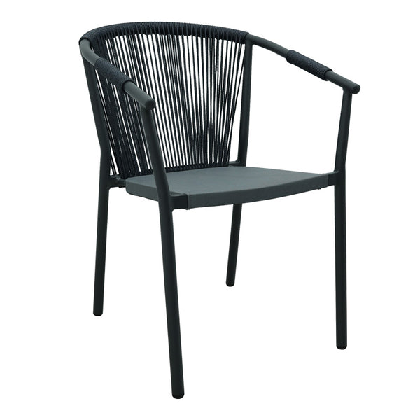 Scaun de aluminiu Convince stivuibil cu cadru Gri-textilene-pe ratan, 56x63x82 cm