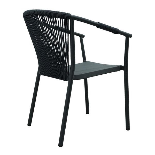 Scaun de aluminiu Convince stivuibil cu cadru Gri-textilene-pe ratan, 56x63x82 cm