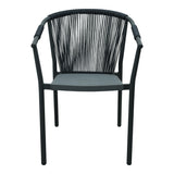 Scaun de aluminiu Convince stivuibil cu cadru Gri-textilene-pe ratan, 56x63x82 cm