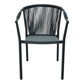 Scaun de aluminiu Convince stivuibil cu cadru Gri-textilene-pe ratan, 56x63x82 cm, perspectiva suplimentara