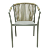 Scaun de aluminiu Convince stivuibil cu cadru maro-textilen-PE din rattan, 56x63x82 cm