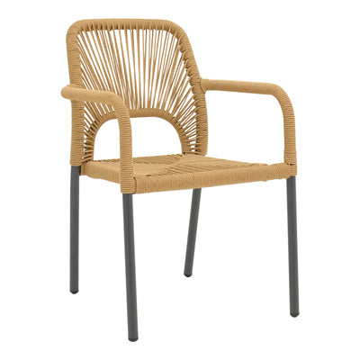 Scaun de aluminiu Norture stivuibil cadru antracit-ratan Natural 57x63x82 cm