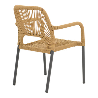 Scaun de aluminiu Norture stivuibil cadru antracit-ratan, Natural, 57x63x82 cm, imagine suplimentara