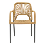 Scaun de aluminiu Norture stivuibil cadru antracit-ratan, Natural, 57x63x82 cm