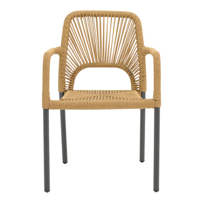 Scaun de aluminiu Norture stivuibil cadru antracit-ratan, Natural, 57x63x82 cm, perspectiva suplimentara