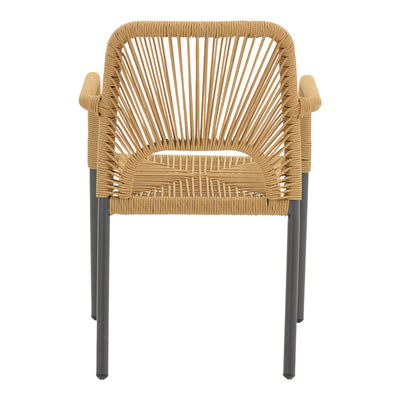 Scaun de aluminiu Norture stivuibil cadru antracit-ratan, Natural, 57x63x82 cm, foto produs