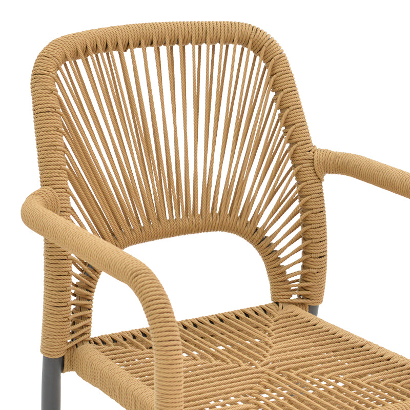Scaun de aluminiu Norture stivuibil cadru antracit-ratan, Natural, 57x63x82 cm, foto produs 6