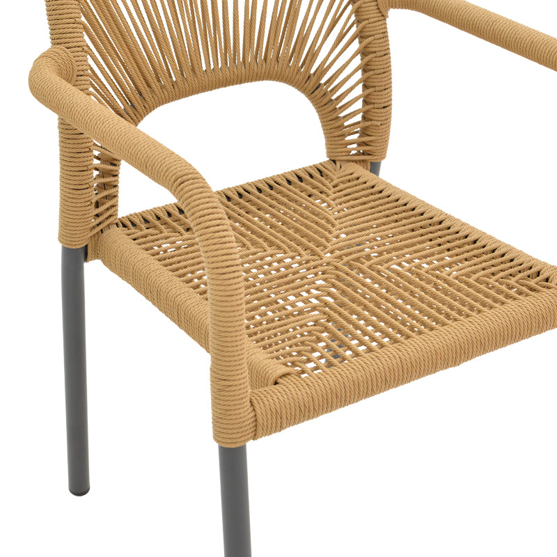 Scaun de aluminiu Norture stivuibil cadru antracit-ratan, Natural, 57x63x82 cm, foto produs 7