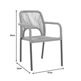 Scaun de aluminiu Norture stivuibil cadru antracit-ratan, Natural, 57x63x82 cm