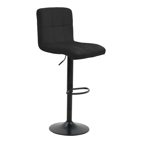 Scaun de bar ajustabil pe înaltime Remina, Catifea Neagra, Baza, Mata, Bej - Negru, 44x44x112 cm