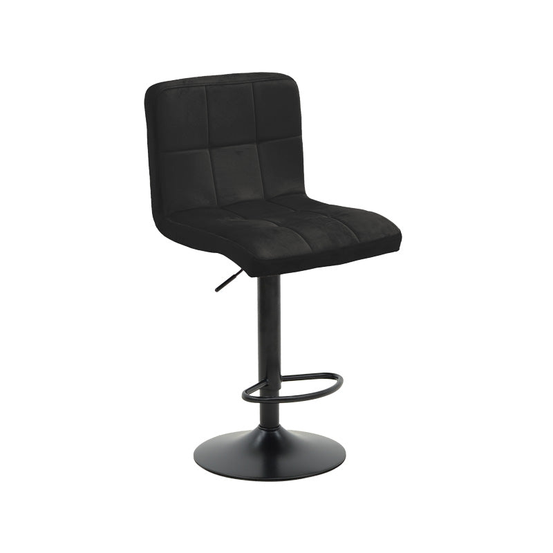 Scaun de bar ajustabil pe înaltime Remina, Catifea Neagra, Baza, Neagra Mata, 44x44x112 cm