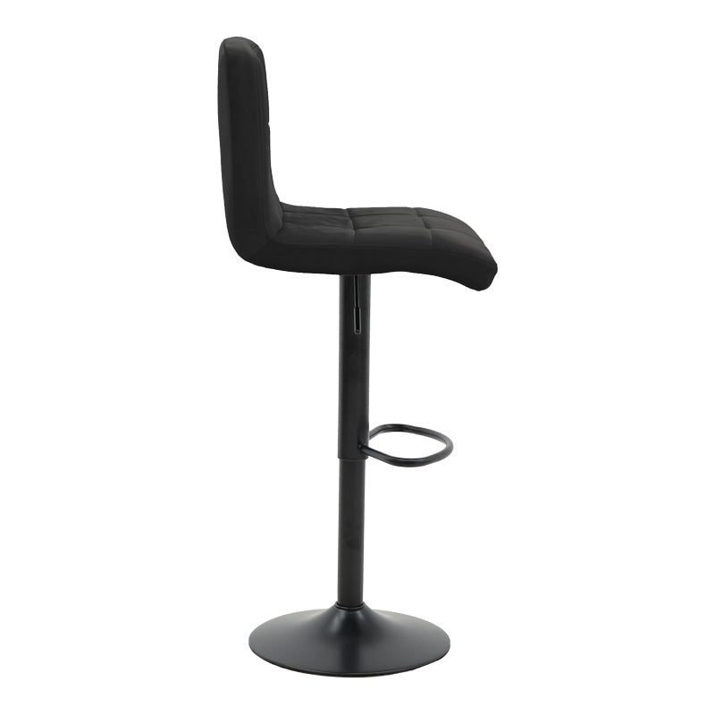 Scaun de bar ajustabil pe înaltime Remina, Catifea Neagra, Baza, Neagra Mata, 44x44x112 cm