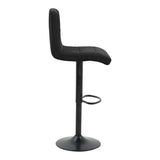 Scaun de bar ajustabil pe înaltime Remina, Catifea Neagra, Baza, Neagra Mata, 44x44x112 cm