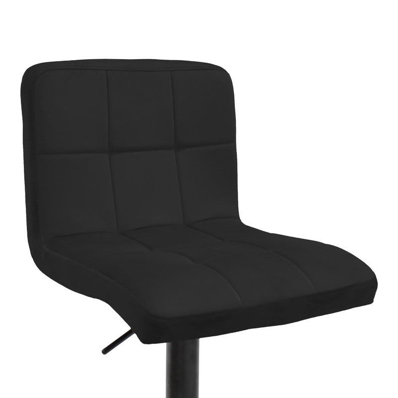 Scaun de bar ajustabil pe înaltime Remina, Catifea Neagra, Baza, Neagra Mata, 44x44x112 cm