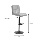 Scaun de bar ajustabil pe înaltime Remina, Catifea Neagra, Baza, Neagra Mata, 44x44x112 cm