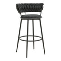 Scaun de Bar Alkia I textil neagra, 50x56x95 cm