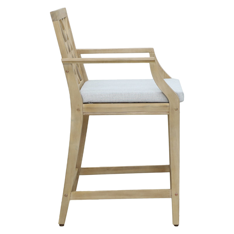 Scaun de bar Amalfi lemn masiv, bej, 59x64x105 cm