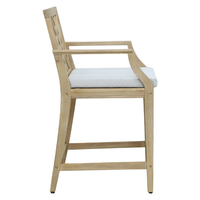 Scaun de bar Amalfi lemn masiv, bej, 59x64x105 cm, detaliu produs