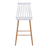 Scaun de bar Aurora I, polipropilena si metal natural, 42x47x99 cm - Alb