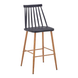 Scaun de bar Aurora I, polipropilena si metal natural, 42x47x99 cm - Negru