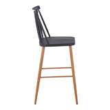 Scaun de bar Aurora I, polipropilena si metal natural, 42x47x99 cm - Negru