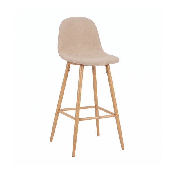 Scaun de bar Bella, Stofa, picioare metalice cu finisaj natural, 42x49x98 cm