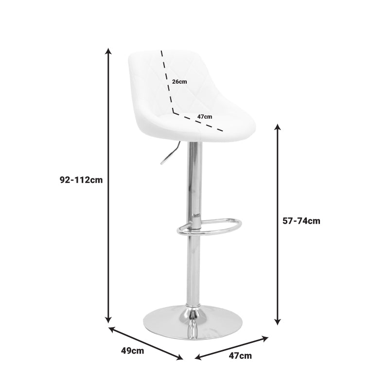 Scaun de bar reglabil pe inaltime Boronez, Negru, 47x49x112 cm - Alb