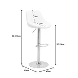 Scaun de bar reglabil pe inaltime Boronez, Negru, 47x49x112 cm - Alb