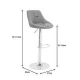 Scaun de bar reglabil pe inaltime Boronez, Negru, 47x49x112 cm - Gri