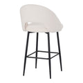 Scaun de bar bouclé alb Masebo, Negre, Bouclé, 48x52x97 cm, imagine suplimentara