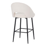 Scaun de bar bouclé alb Masebo, Bouclé, Negre, 48x52x97 cm
