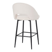 Scaun de bar bouclé alb Masebo, Negre, Bouclé, 48x52x97 cm, imagine suplimentara