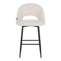 Scaun de bar bouclé alb Masebo, Negre, Bouclé, 48x52x97 cm, perspectiva suplimentara