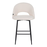 Scaun de bar bouclé alb Masebo, Negre, Bouclé, 48x52x97 cm, perspectiva suplimentara