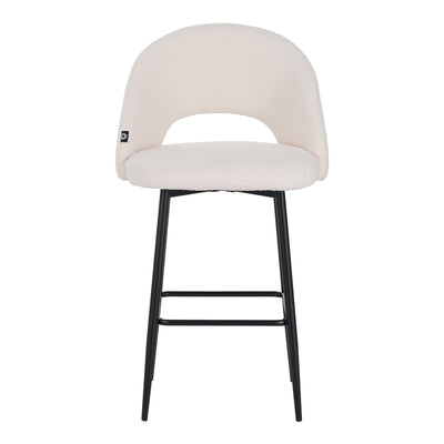Scaun de bar bouclé alb Masebo, Negre, Bouclé, 48x52x97 cm, perspectiva suplimentara