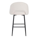 Scaun de bar bouclé alb Masebo, Bouclé, Negre, 48x52x97 cm