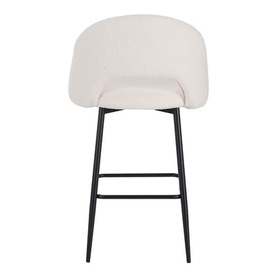 Scaun de bar bouclé alb Masebo, Negre, Bouclé, 48x52x97 cm, foto produs