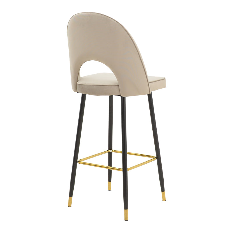 Scaun de bar Casenio bej de catifea-negru-auriu cu baza metalica, 48x50x117 cm - Bej