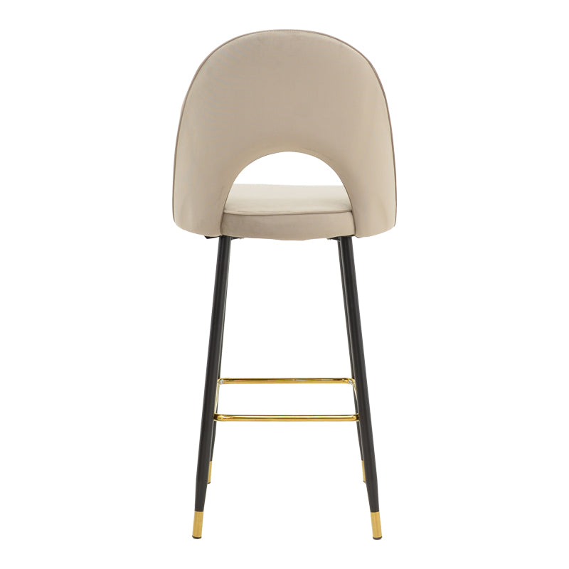 Scaun de bar Casenio bej de catifea-negru-auriu cu baza metalica, 48x50x117 cm - Bej