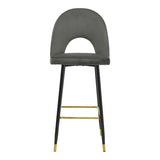 Scaun de bar Casenio bej de catifea-negru-auriu cu baza metalica, 48x50x117 cm - Gri inchis