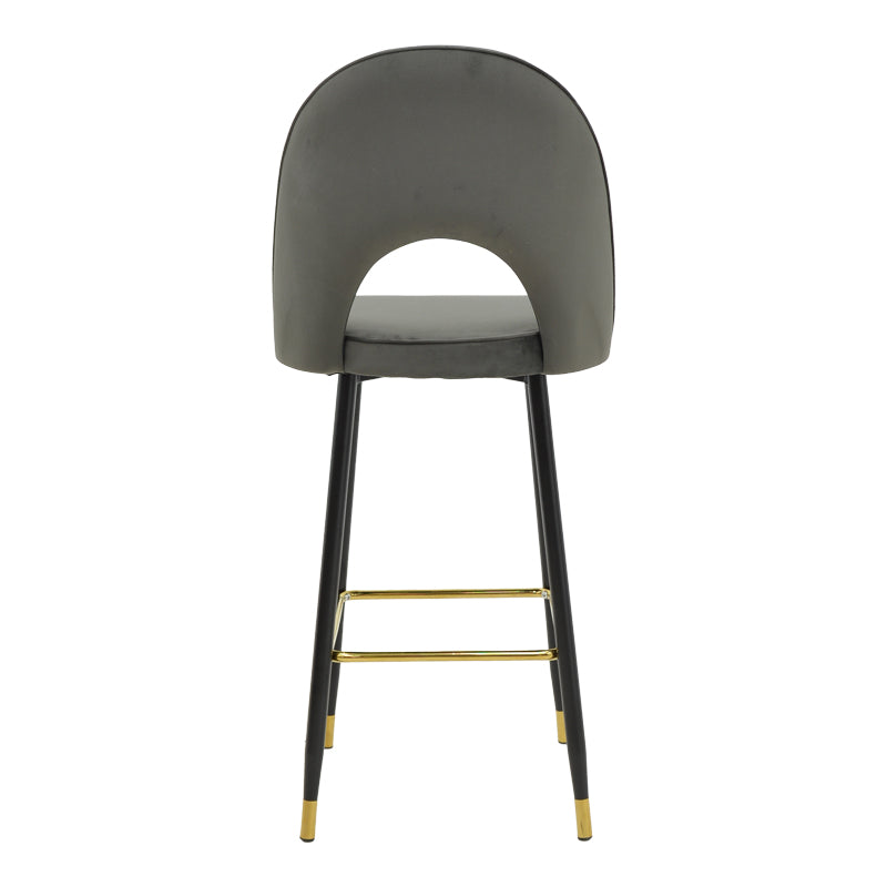 Scaun de bar Casenio bej de catifea-negru-auriu cu baza metalica, 48x50x117 cm - Gri inchis